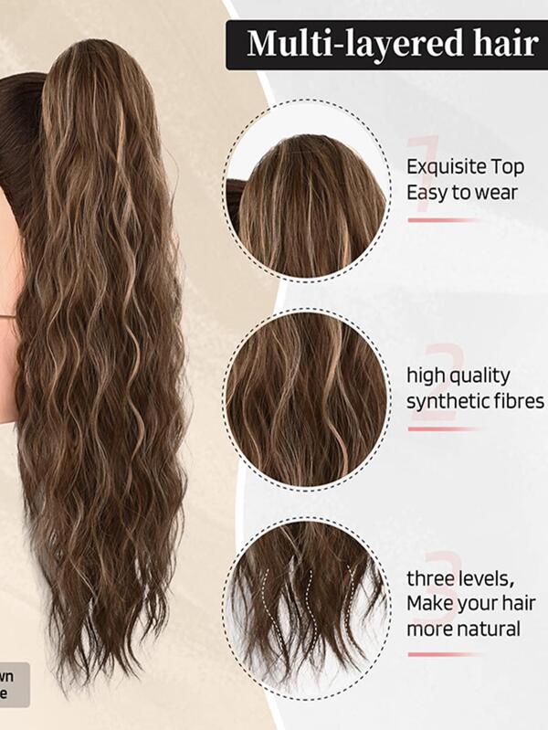Ponytail wig female long hair pulling rope type ponytail big waves ...