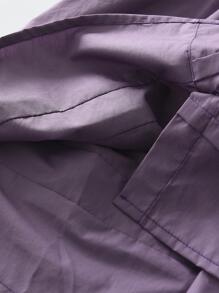 Young Girl Contrast Eyelet Embroidery Statement Collar Puff Sleeve Dress - Purple - View 9