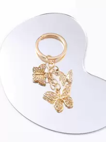 Elegant Butterfly Charm Keychain Car Accessories Bag Charm School Cute Goth Y2k Bag Accessories Lanyards With Id Holder Car Accessories Bag Charms Gifts For Mother, Father, Graduation, And Teacher - Gold - View 1
