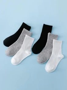 6pairs Kids Solid Sports Crew Socks - Multicolor - View 5