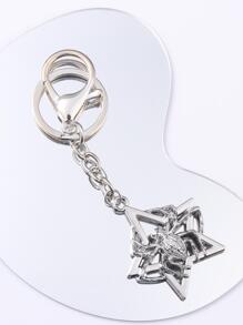 Men Spider & Star Charm Keychain - Silver - View 1