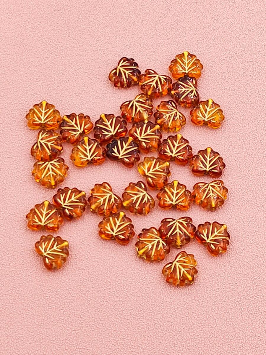 30入組/套樹葉設計DIY珠子 - 咖啡棕 - 查看 1