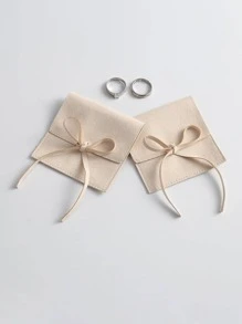 Túi gói quà trang trí nơ 5 gói, Bộ tổ chức vòng màu be Polyester tại nhà - Màu be - Xem 1