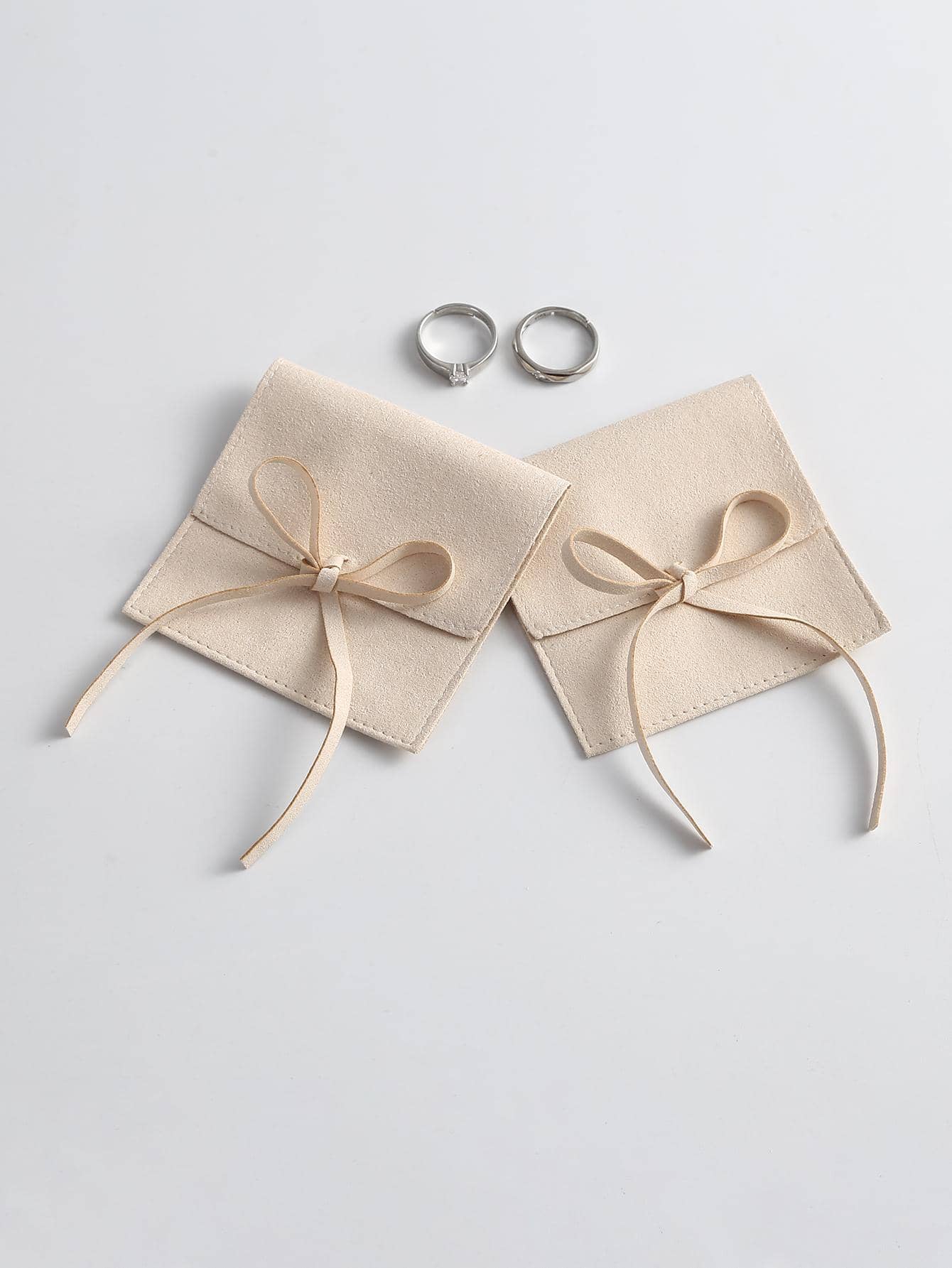 Túi gói quà trang trí nơ 5 gói, Bộ tổ chức vòng màu be Polyester tại nhà - Màu be - Xem 1