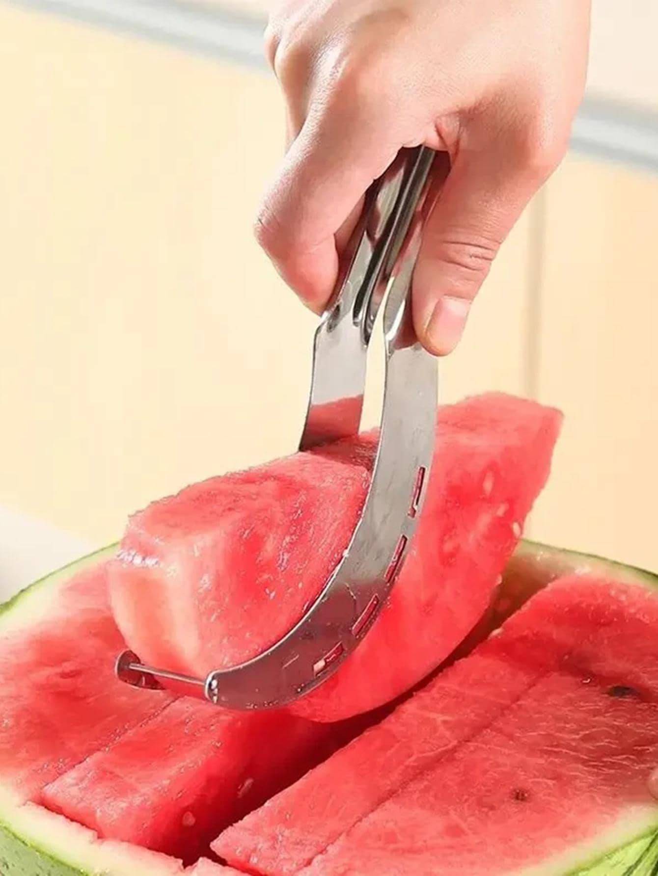 1 buah Pemotong Melon Stainless Steel - Perak - View 1