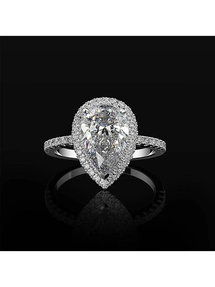 1pc Creative Sparkling Zirconia Water Drop Shaped Ring, Jewelry Gift For Women, Wedding/Engagement Ring