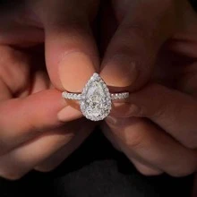 1 chiếc nhẫn hình giọt nước đính đá Zirconia lấp lánh, quà tặng trang sức cho nữ, nhẫn cưới/nhẫn đính hôn. - Bạc - Xem 5