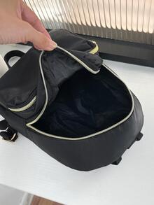 Balo du lịch nhỏ gọn màu trơn có khóa kéo có thể điều chỉnh dây đeo Balo đi học Túi đi học Balo đựng máy tính xách tay cho trường học Balo lớn Túi màu đen Balo Quà tặng Ngày của Cha Mùa hè Bố Sinh viên năm nhất Đựng sách Đa chức năng Ký túc xá Đại học Quà tặng Halloween cho Nam Mùa thu Giáng sinh Túi la hét cho Nam Balo Quà tặng vui nhộn Du lịch Ngày lễ Lễ Tạ ơn - màu đen - Xem 3