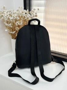 Balo du lịch nhỏ gọn màu trơn có khóa kéo có thể điều chỉnh dây đeo Balo đi học Túi đi học Balo đựng máy tính xách tay cho trường học Balo lớn Túi màu đen Balo Quà tặng Ngày của Cha Mùa hè Bố Sinh viên năm nhất Đựng sách Đa chức năng Ký túc xá Đại học Quà tặng Halloween cho Nam Mùa thu Giáng sinh Túi la hét cho Nam Balo Quà tặng vui nhộn Du lịch Ngày lễ Lễ Tạ ơn - màu đen - Xem 2