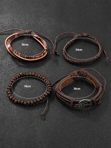 4 cái/bộ Vòng tay trang trí cây cho nam - màu nâu - Xem 4