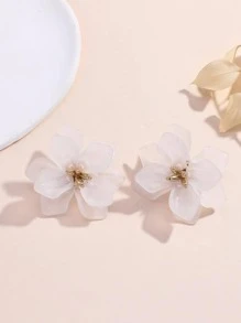 花朵耳钉 情人节 - 白色 - 查看 2