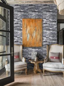 1 块砖纹墙纸，PVC 防水浅灰色自粘墙壁装饰纸，用于家居装饰，翻新贴纸撕掉墙板，墙纸，壁纸，春季装饰品刷新您的家，拉玛装饰贴纸 - 淺灰色 - 查看 5