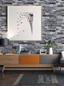 1 块砖纹墙纸，PVC 防水浅灰色自粘墙壁装饰纸，用于家居装饰，翻新贴纸撕掉墙板，墙纸，壁纸，春季装饰品刷新您的家，拉玛装饰贴纸 - 淺灰色 - 查看 6