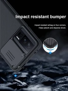 NILLKIN 1入組兼容小米 Poco F5 / Poco F5 Pro，高級升級防震手機殼，帶滑蓋相機蓋 - 黑色 - 查看 3