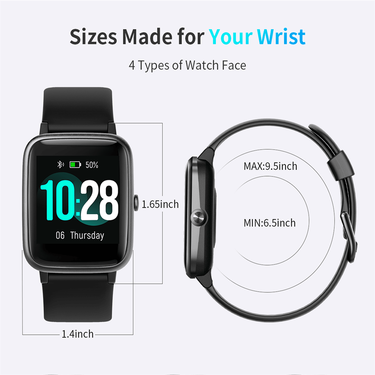 Fitpolo Smart Watch for Android / iOS Phones, IP68 Swimming Waterproof