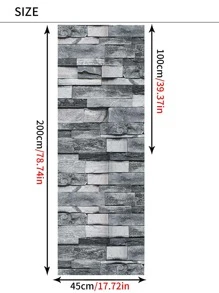 1 块砖纹墙纸，PVC 防水浅灰色自粘墙壁装饰纸，用于家居装饰，翻新贴纸撕掉墙板，墙纸，壁纸，春季装饰品刷新您的家，拉玛装饰贴纸 - 淺灰色 - 查看 2