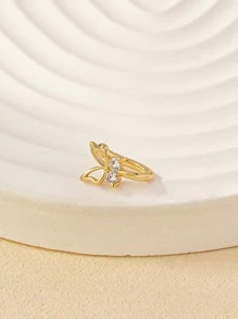 1 件装金属简约设计水钻蝴蝶鼻夹，适合女士 - 金黃色 - 查看 2