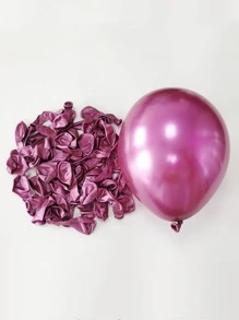 50入組10寸乳膠小氣球熱粉色婚禮快樂生日乳膠金屬質感鉻合金小氣球裝飾用品 - 玫紅色 - 查看 1