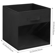 DIMJ Storage Cubes, 12 Inch Cube Storage Bins with Front Window, Fabric Baskets for Shelves, Foldable Cube Storage Organizer Bins, Closet Organizers and Storage for Home, Office, 3 Packs - 黑色 - 查看 5