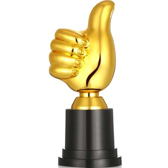 1pc Plastic Gold Cup Award, 5 Inch Tall Thumbs Up Trophy, Fun Award Cup For Sports, Office Incentive