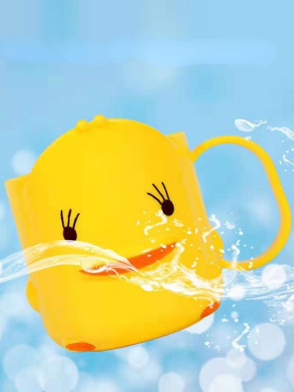 1pc Plastic Gargle Cup, Cute Cartoon Duck Design Anti Fall Bathroom