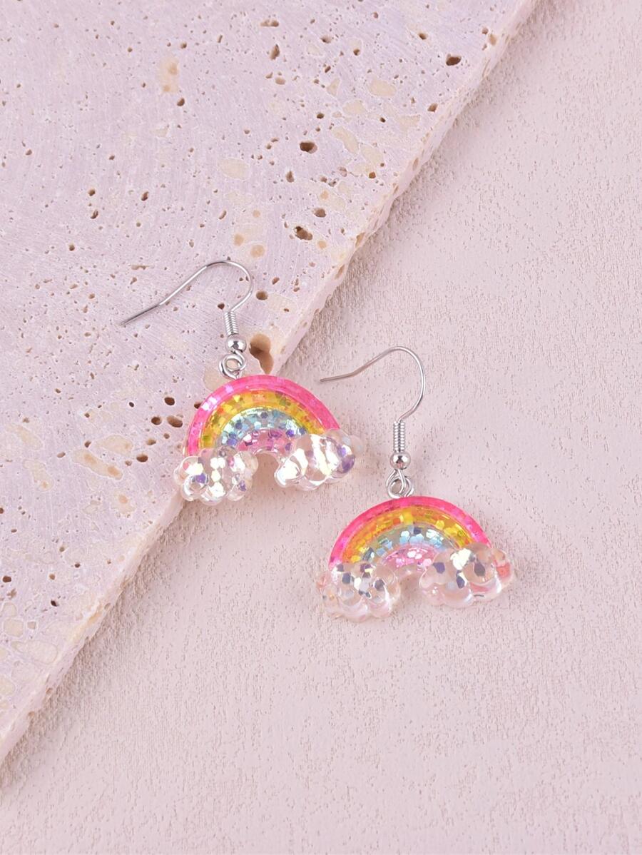 1 par moda de arcoíris nube Mujer colgante Pendientes de resina Pendientes largos para regalo de cumpleaños - Multicolor - Ver 1
