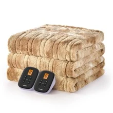 1pc Marble Pattern Faux Heated Blanket Queen Size 84"x 90" for Bed - Rượu sâm banh - Xem 2