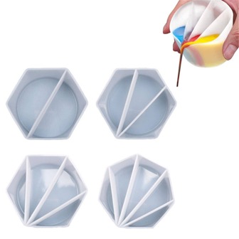 4pcs Diy Silicone Measuring Cups 2/3/4/5 Chambers Reusable Paint Mixing Cups With Divider Mixing Tools