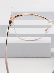 1 pieza Gafas de mujer con marco metálico y lentes transparentes con forma de ojo de gato y diseño versátil - Accesorios de gafas transparentes para mujeres - Multicolor - Ver 7
