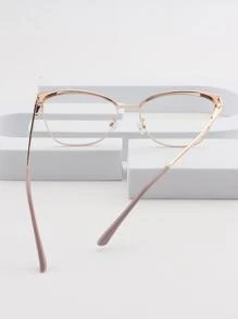 1 pieza Gafas de mujer con marco metálico y lentes transparentes con forma de ojo de gato y diseño versátil - Accesorios de gafas transparentes para mujeres - Multicolor - Ver 5