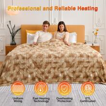 1pc Marble Pattern Faux Heated Blanket Queen Size 84"x 90" for Bed - Rượu sâm banh - Xem 3