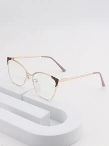 1 pieza Gafas de mujer con marco metálico y lentes transparentes con forma de ojo de gato y diseño versátil - Accesorios de gafas transparentes para mujeres - Multicolor - Ver 4