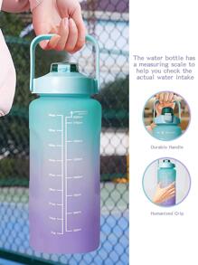 67.63oz/2L Large Capacity Ombre Color Plastic Straw Sports Water Bottle, Outdoor Portable Straw Water Jug - Cadet Blue - View 4