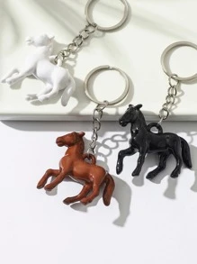 3入組馬飾鑰匙扣，適合禮品、皮夾、書包、背包和挎包 - 彩色 - 查看 3
