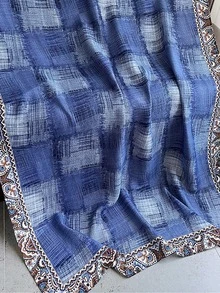 1pc Ladies' Plaid Pattern Holiday Style Scarf For Travel - Blue - View 2