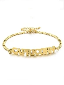 1 件复古欧美时尚不锈钢 12 星座古英文字母链式手链女士（日常佩戴、礼物）