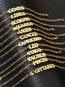 1 件复古欧美时尚不锈钢 12 星座古英文字母链式手链女士（日常佩戴、礼物）