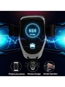 1pc ABS Car Air Outlet Wireless Charger - Black - View 2