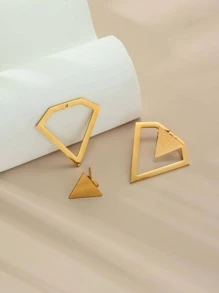 三角耳釘 - 金黃色 - 查看 2