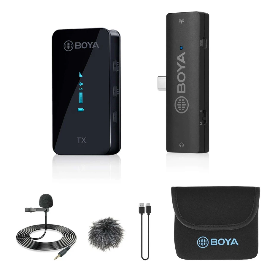 BOYA Wireless Lavalier Microphone for Android Phone BY-XM6-S5 Professional Plug Play Clip On USB-C Microphone Cordless Lapel Mic for Video Recording Vlogging Interview - màu đen - Xem 1