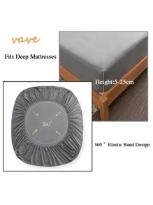 1pc Waterproof Bed Cover Mattress Protector Dustproof, Leakproof, Breathable And Anti-Slip Fitted Sheet (No Pillowcase Included) - Khaki - View 3