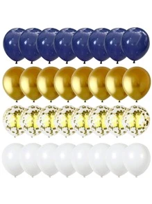 21 chiếc Bóng bay cao su màu xanh hải quân Ngọc trai trắng Chrome Vàng kim loại và Bong bóng tiệc hoa giấy cho đám cưới Sinh nhật em bé tắm Trang trí tiệc tốt nghiệp - Nhiều màu - Xem 1