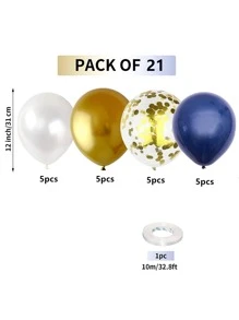 21 chiếc Bóng bay cao su màu xanh hải quân Ngọc trai trắng Chrome Vàng kim loại và Bong bóng tiệc hoa giấy cho đám cưới Sinh nhật em bé tắm Trang trí tiệc tốt nghiệp - Nhiều màu - Xem 3
