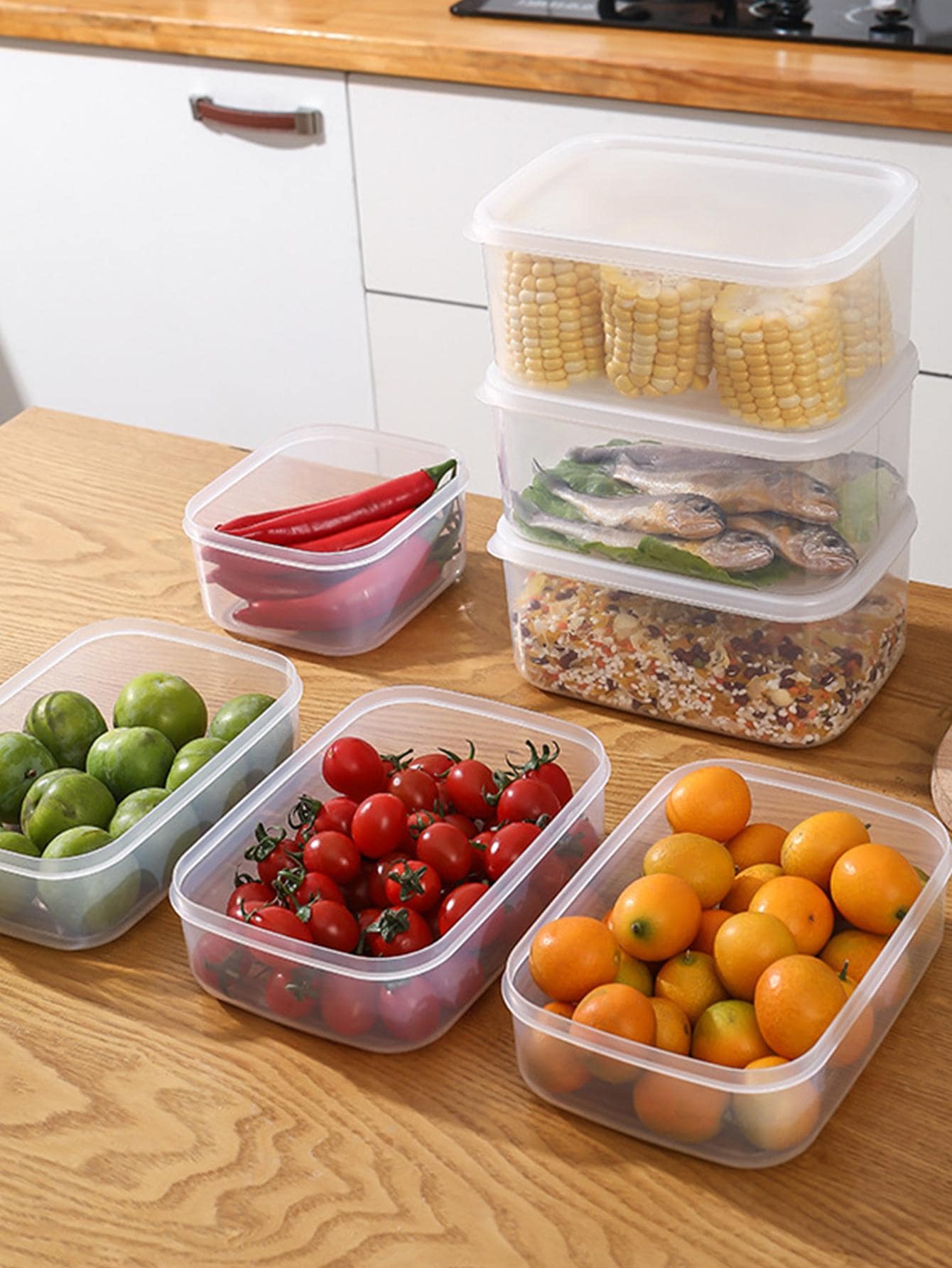 1入組透明食物貯藏PE厚餐飲保鮮收納盒