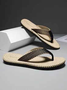 Dép xỏ ngón tối giản cho nam, Dép tông vải bố ngoài trời màu nâu - màu nâu - Xem 1