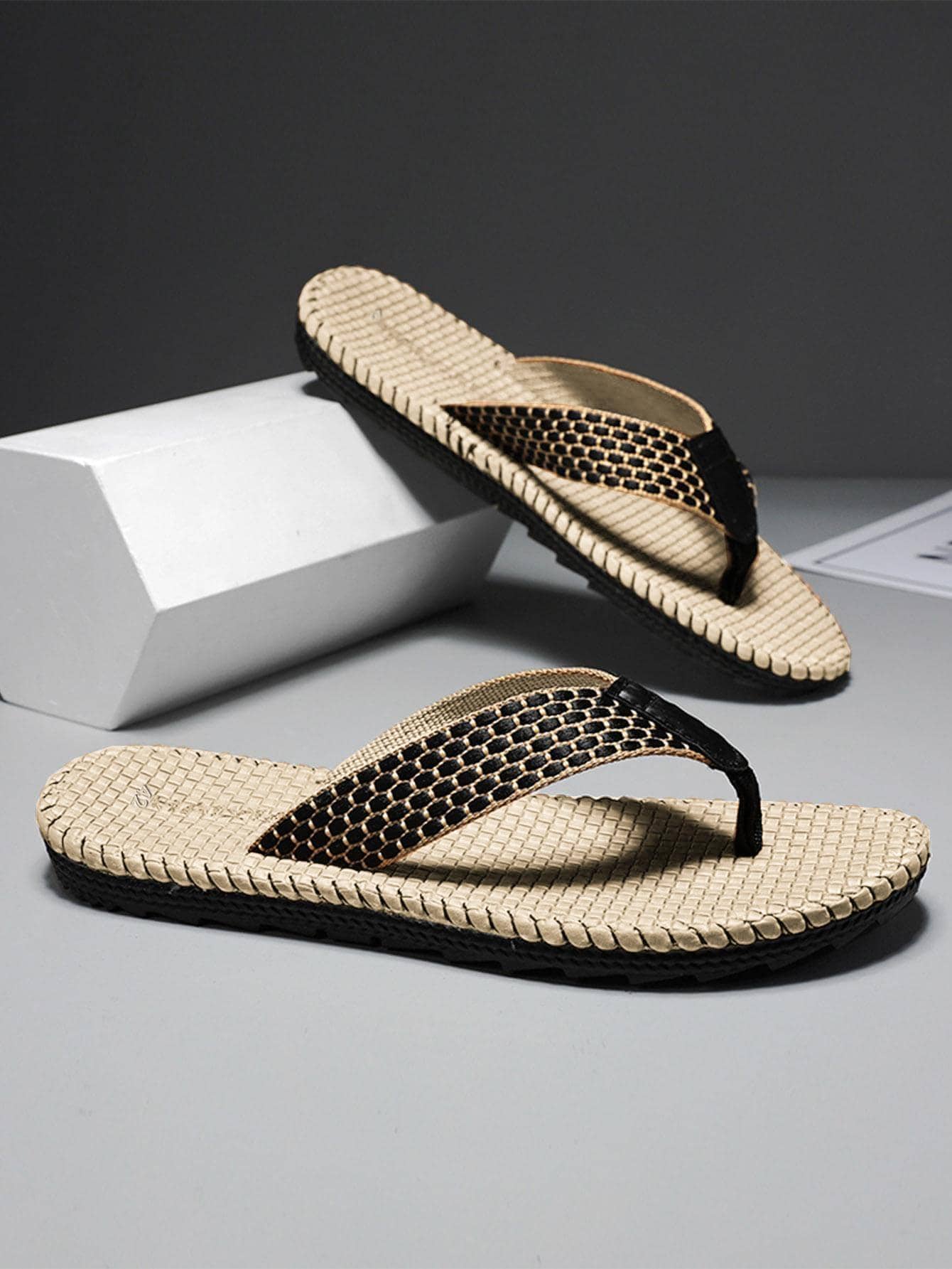 Dép xỏ ngón tối giản cho nam, Dép tông vải bố ngoài trời màu nâu - màu nâu - Xem 1