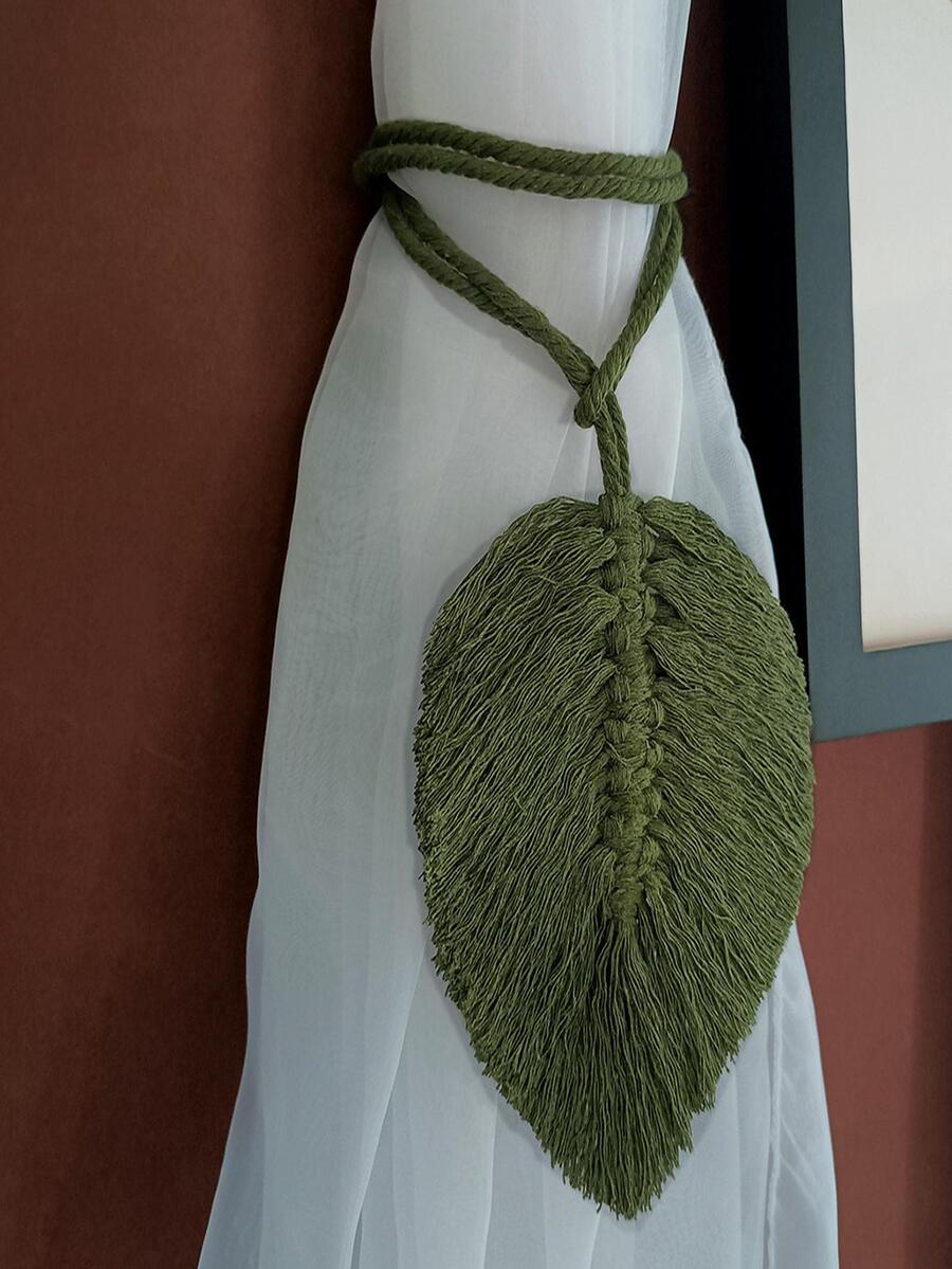 1入組葉子設計壁掛，綠色滌綸創意家居裝飾窗簾領帶 - 綠色 - 查看 1