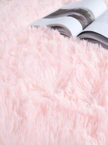 1入組1.4英寸長毛圓形地毯，粉色純色長毛圓形地毯，100%聚酯纖維海綿填充層，防滑裝飾地毯，適用於客廳、房間裝飾 - 粉色 - 查看 6