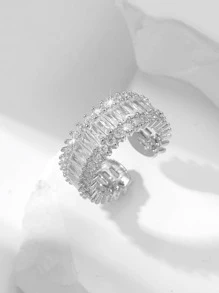 婚禮/新娘t型閃鑽可調整戒指 - 白色 - 查看 1