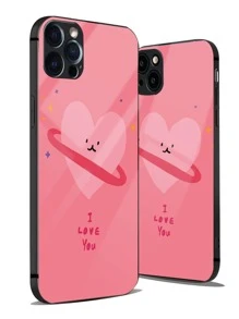 Vỏ điện thoại kính hoa văn trái tim - Nhiều màu - Xem 1